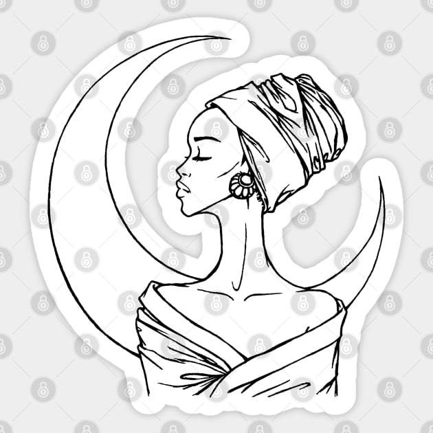 African Girl and Moon Sticker by OlgaMaletina